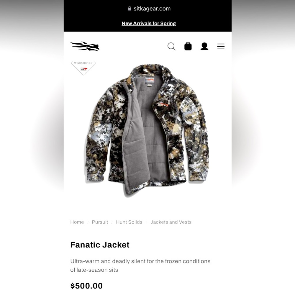 Sitka Fanatic Jacket - Men's Hunting Jacket in Optifade Elevated II - Picture 4 of 11